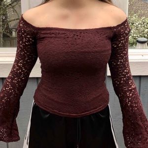 Maroon lace Hollister Shirt